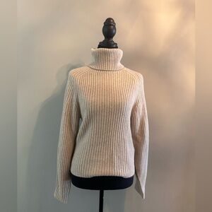 Vince Cashmere Backless Cream Turtleneck Sweater
